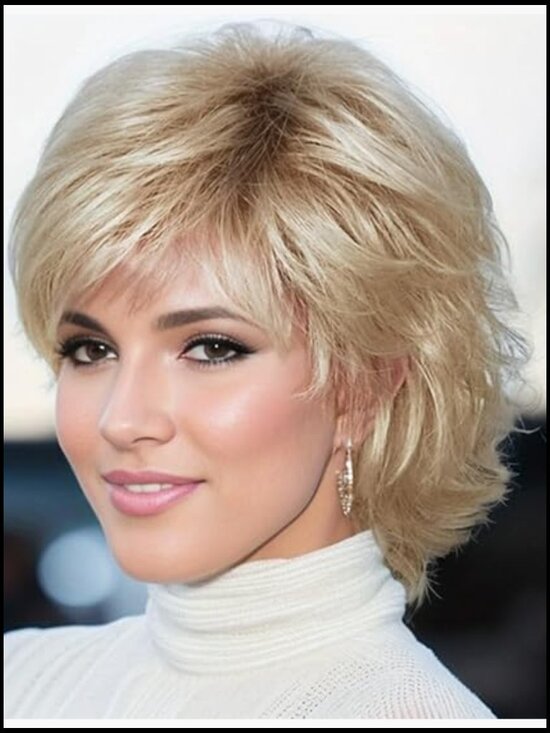 Pixie Cut Short Curly Wig with Bangs Fluffy Layered Synthetic Daily Party Wig main image 6
